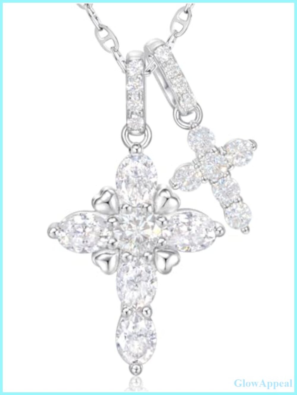 Moissanite Cross Necklace 14K Gold Vermeil 925 Silver Dainty Pendant